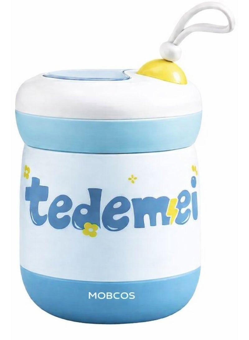 موبكوس علبة غداء صغيرة معزولة من الفولاذ المقاوم للصدأ من موبكوس مع كوب وملعقة للشوربة، مناسبة للنزهات والمكتب والمدرسة والسفر في الهواء الطلق (450 مل، أزرق) - Image 1